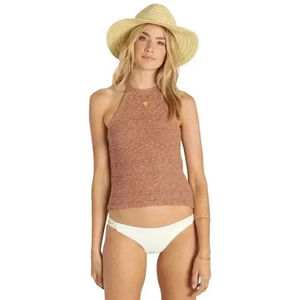 Billabong Halter Knit Tank Top Sand Dune Tie Neck Boho Size Small